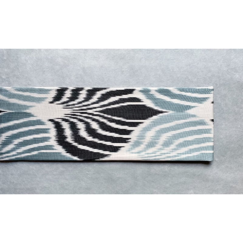 ウズベキスタン絣▪️名古屋帯▪️白茶紫緑▪️夫々月日荘 ウズベキスタン絣 木綿九寸名古屋帯 白藍色×白（仕立て上り） | 古布と