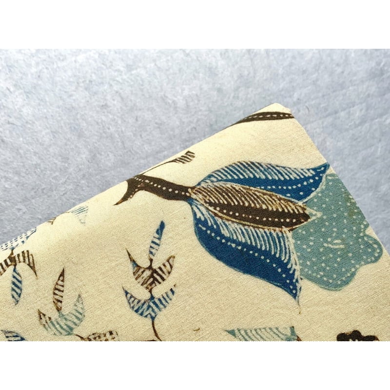 ジャワ更紗 九寸名古屋帯 生成色に青の花鳥文様（仕立て上り） | 古布