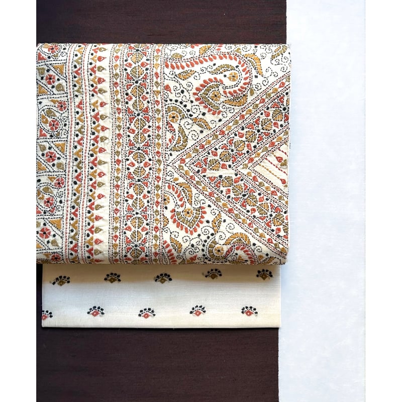 カンタ刺繍シルクサリー 九寸名古屋帯 蔦模様 (仕立て上り） | 古布と