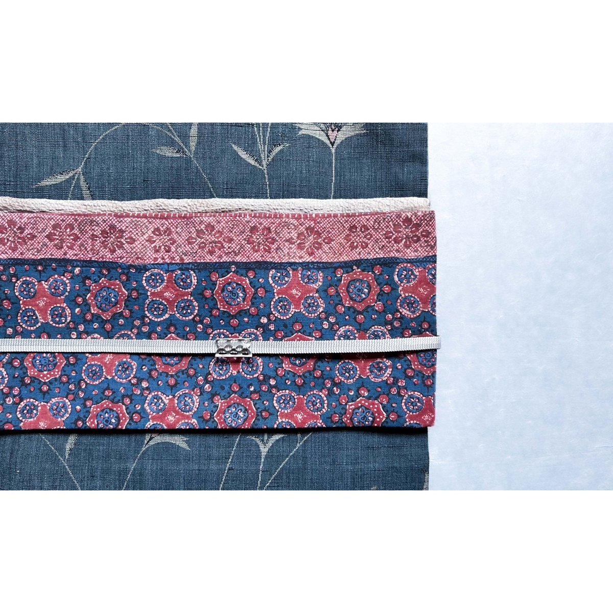 スマトラ島渡り印度更紗 九寸名古屋帯 縹色B （仕立て上り） | 古布と