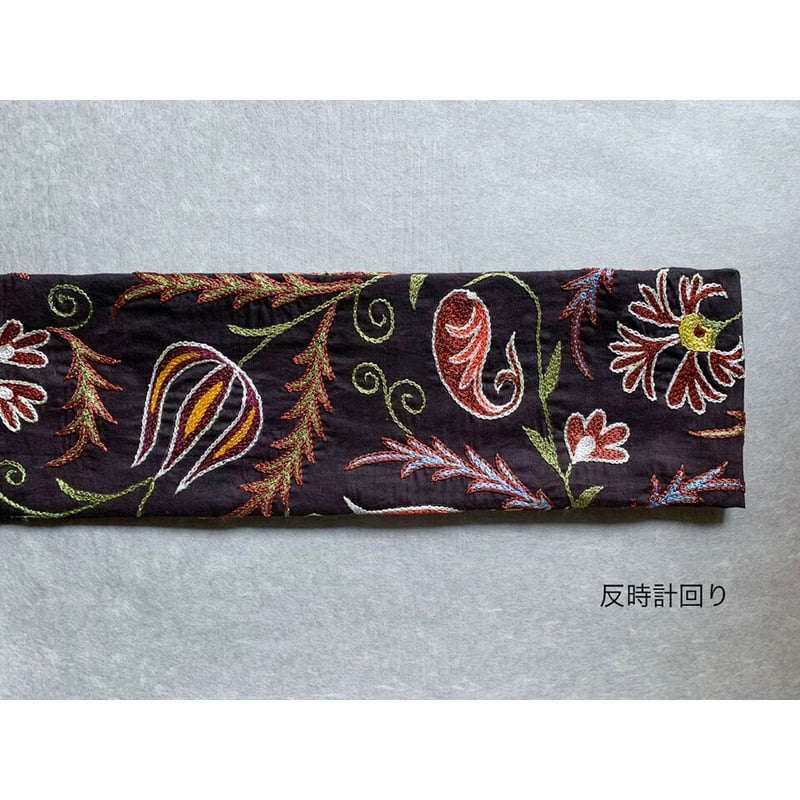 スザニ刺繍 九寸名古屋帯 黒A（仕立て上り） | 古布と帯 夫々