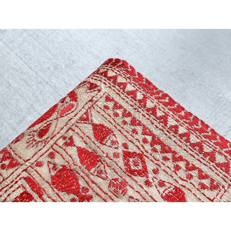 カンタ刺繍九寸名古屋帯 タッサーシルク（仕立て上り） | 古布と帯