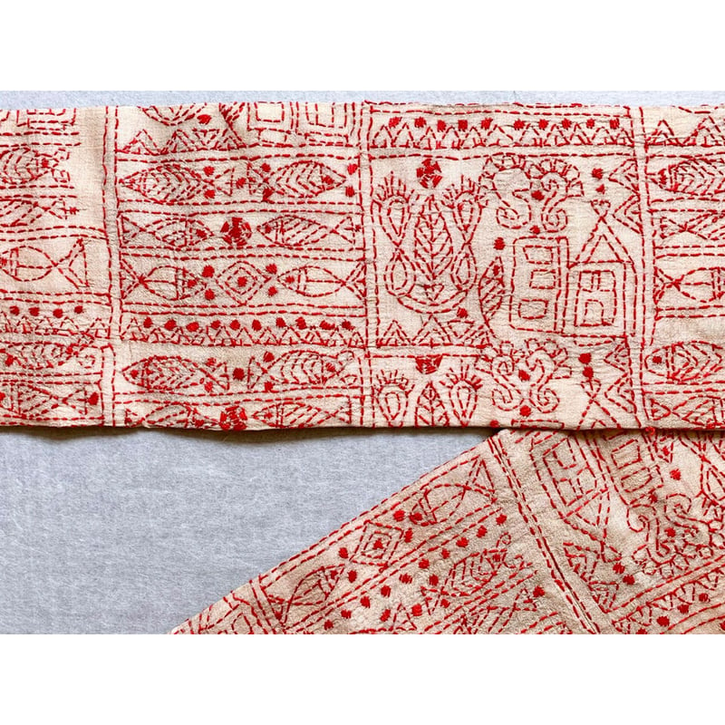カンタ刺繍九寸名古屋帯 タッサーシルク（仕立て上り） | 古布と帯
