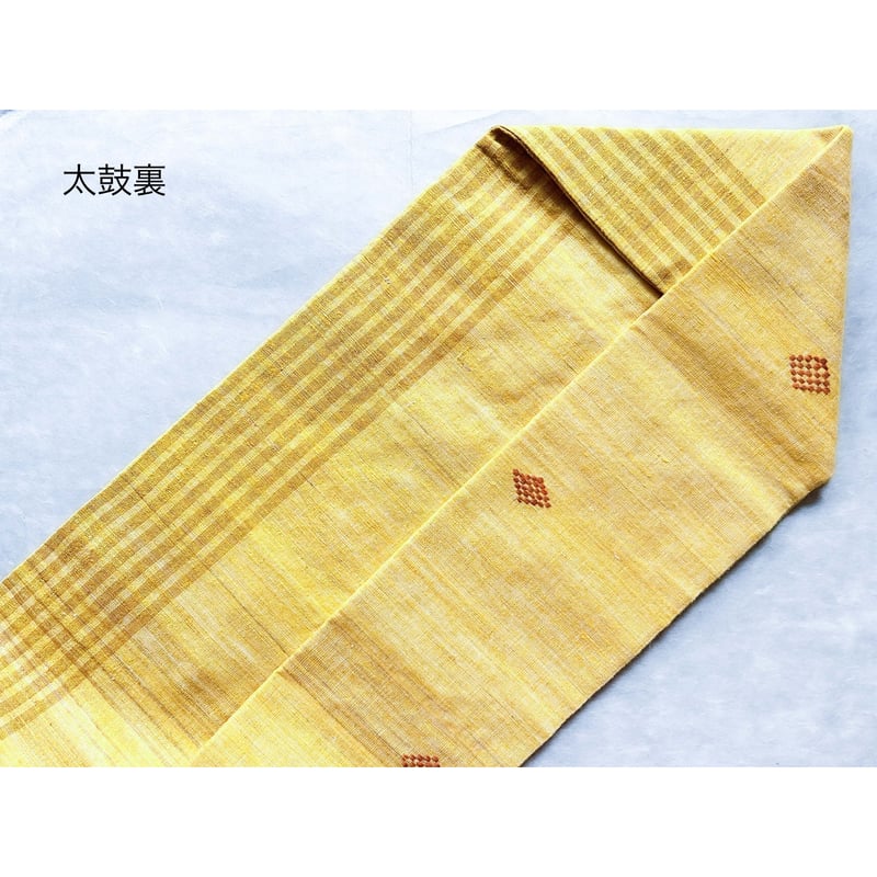 エリシルクサリー九寸名古屋帯 鬱金色 A（仕立て上り） | 古布と帯  