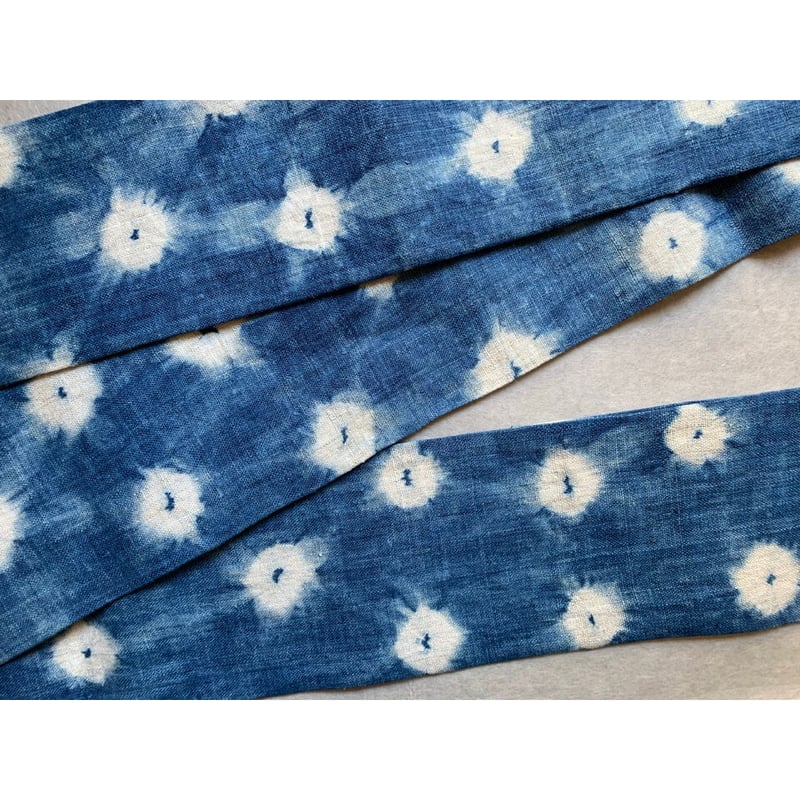齋英織物　半幅帯　藍板締絞り　本藍染め 齋英織物 半幅帯 藍板締絞り 本藍染め 齋英織物 半幅