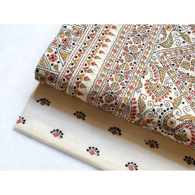 カンタ刺繍シルクサリー 九寸名古屋帯 蔦模様 (仕立て上り） | 古布と