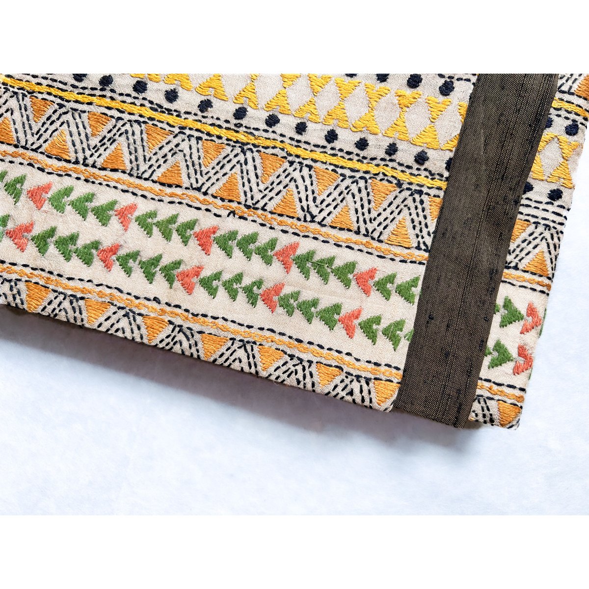 カンタ刺繍 半幅帯 ボーダー | 古布と帯 夫々 -sorezore-