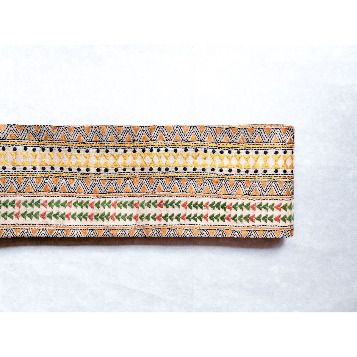 カンタ刺繍 半幅帯 ボーダー | 古布と帯 夫々 -sorezore- カンタ刺繍 半幅帯 ボーダー | 古布と帯 夫々 -sorezore-