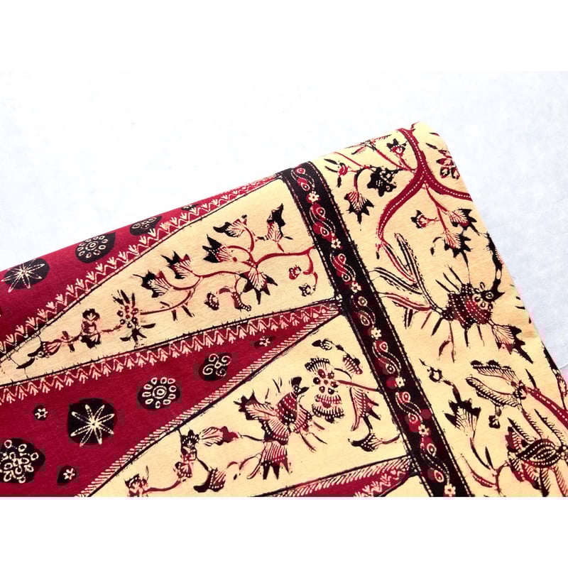 ジャワ更紗 九寸名古屋帯 花木に鳥/トゥンパル（仕立て上り） | 古布と