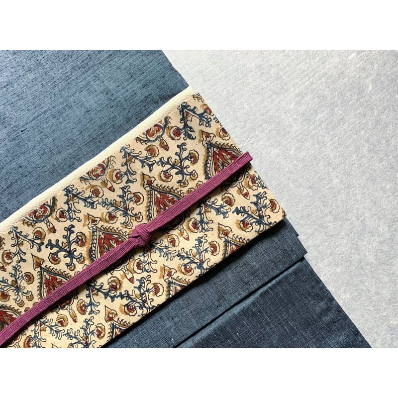 木版更紗木綿サリー九寸名古屋帯 砂色に草花文（仕立て上り） | 古布と