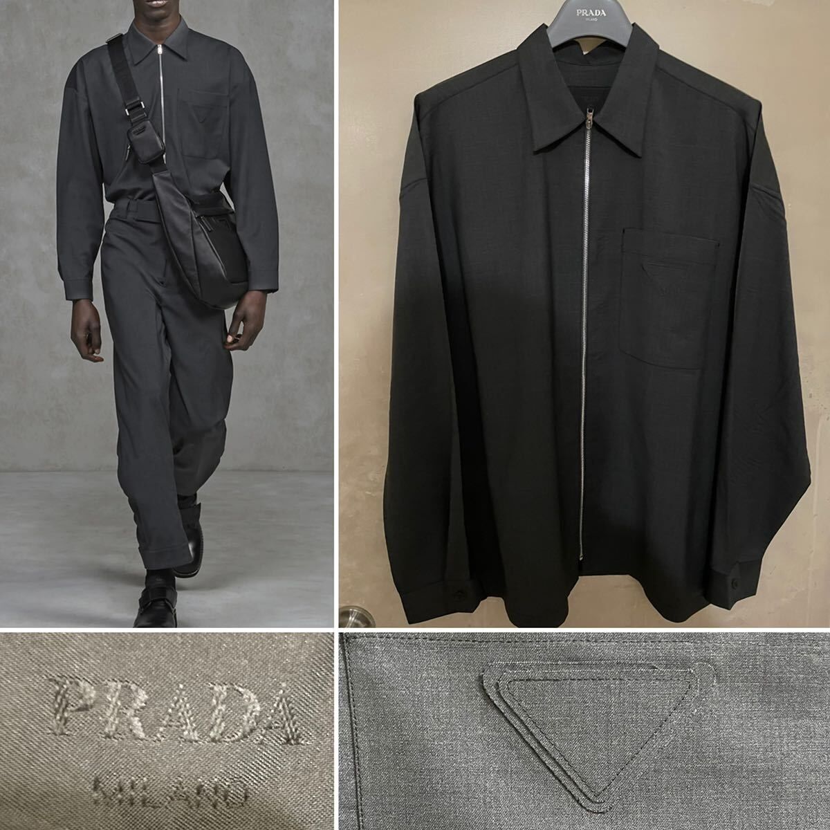 ランウェイ着!新品21SS☆PRADA プラダ ウール オーバーサイズ ジップ
