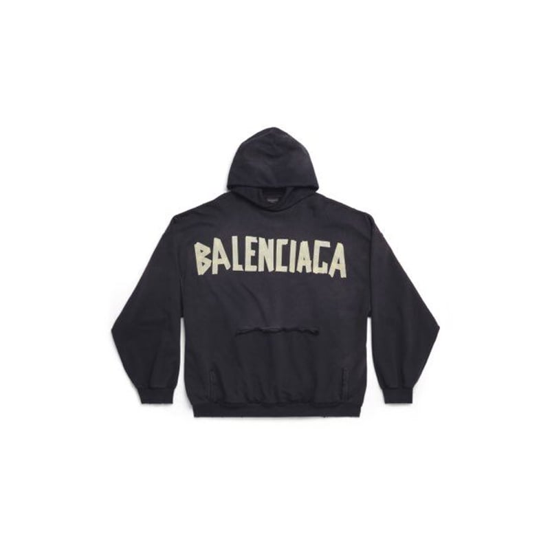 バレンシアガ ニューテープタイプ ジャージー ヴィンテージ 新品☆BALENCIAGA Tape Type Ripped Pocket Hoodie オー