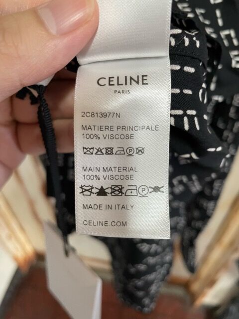 CELINE セリーヌ カジュアルシャツ XS 白xインディゴ(総柄)