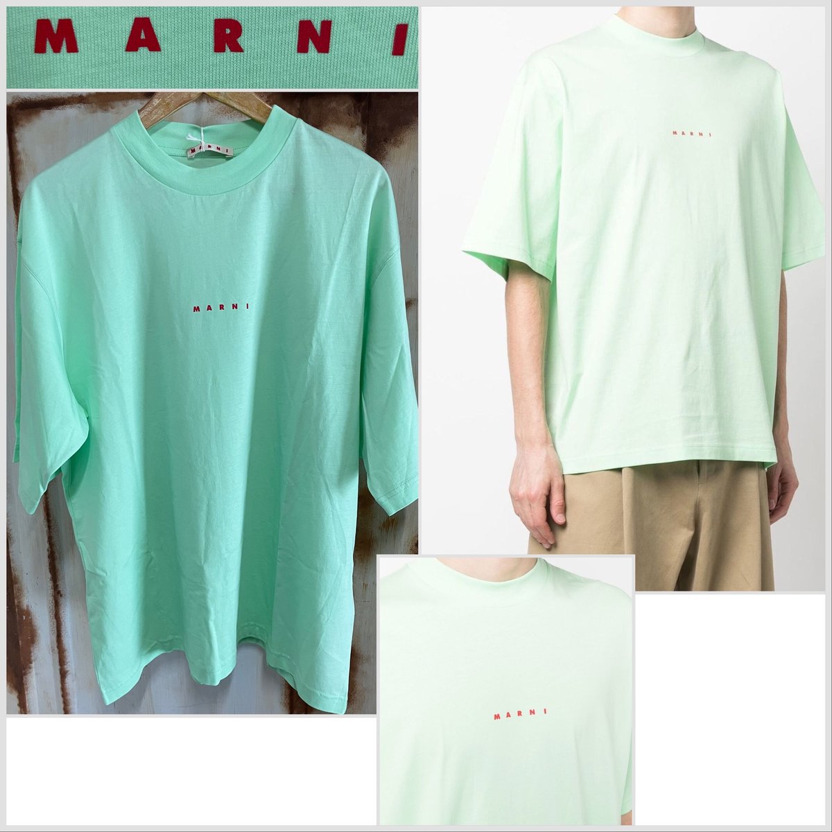 MARNI マルニ コットン  ちびロゴ プリント 半袖Tシャツ ホワイト