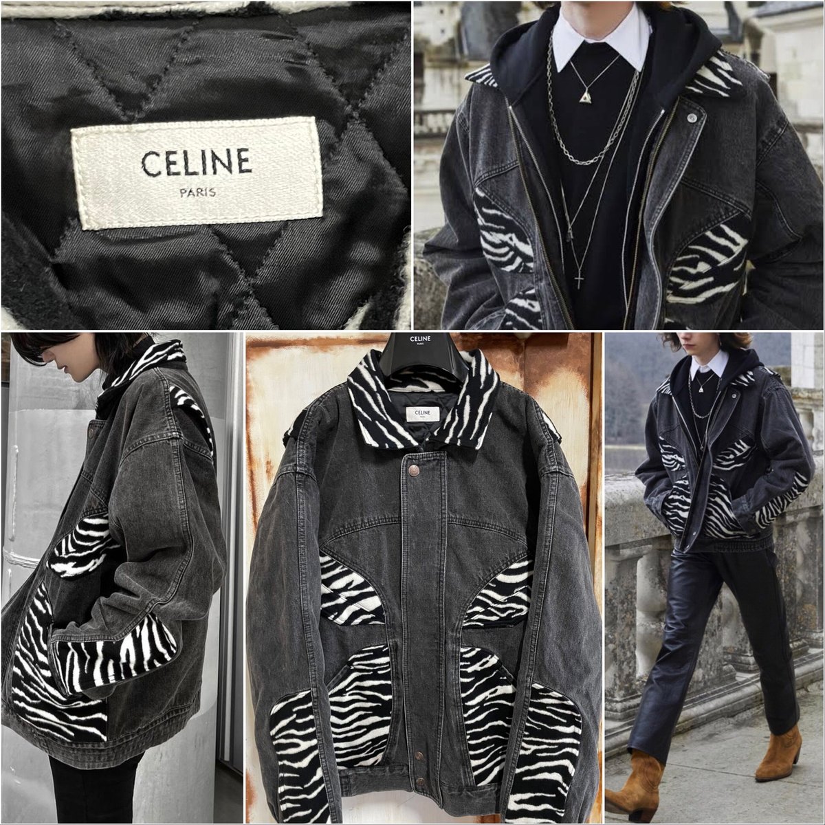 新品☆21FW☆CELINE Hedi Simane セリーヌ ゼブラ 切り替え オーバー