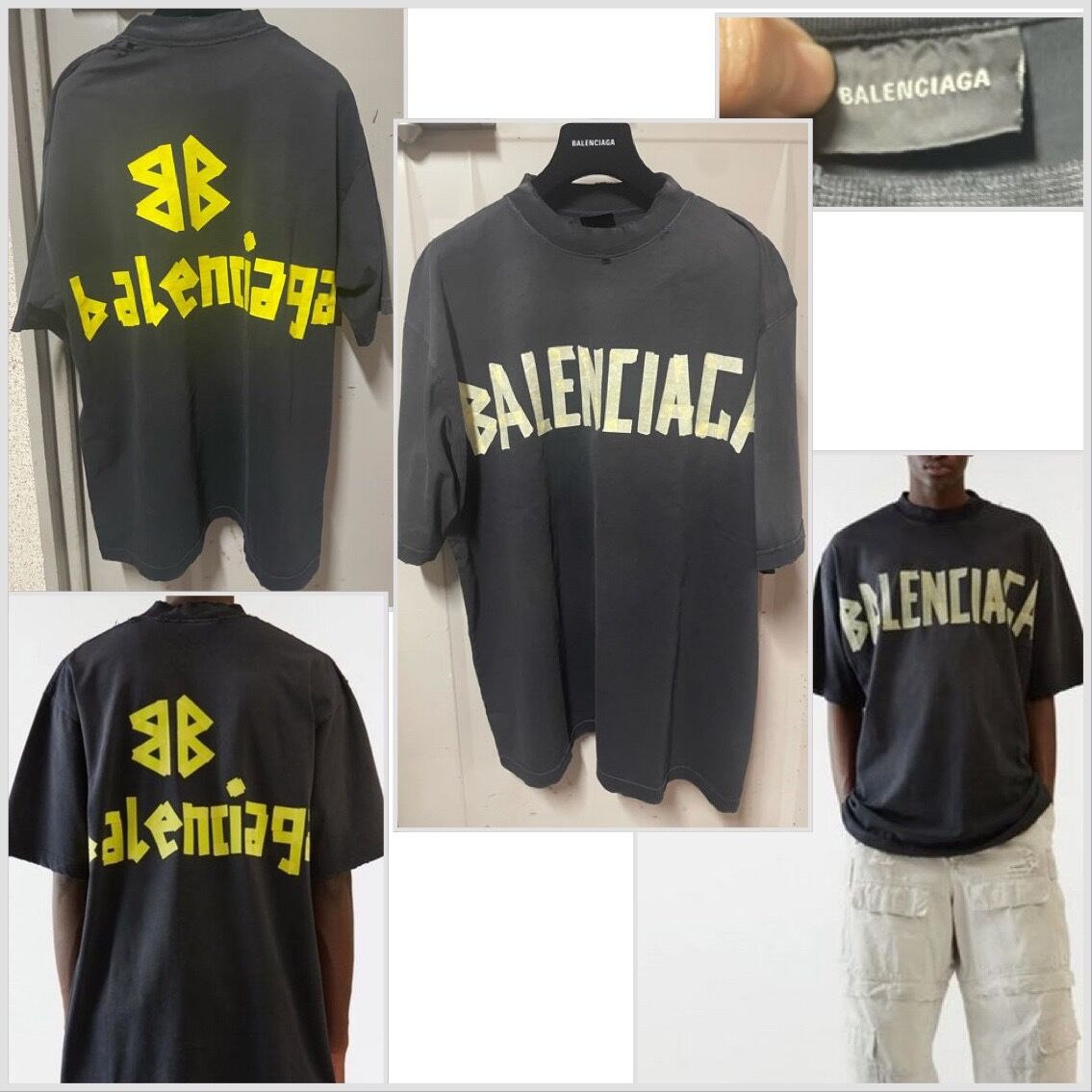 新品★BALENCIAGA Tape Type Tシャツ Medium Fit ヴィンテージ加工 ジャージー ブラック Tシャツ