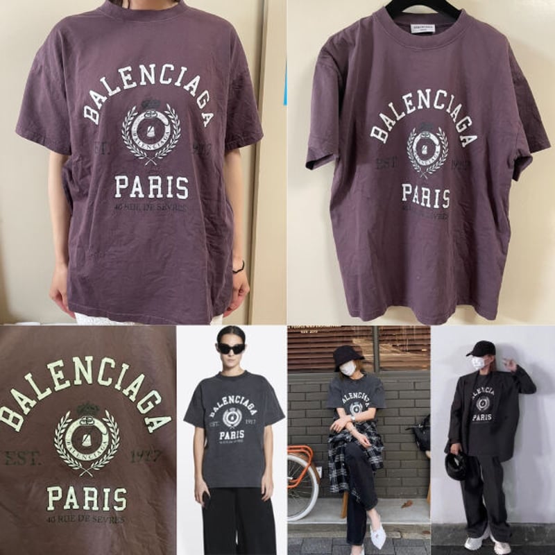 新品☆BALENCIAGA college 1917のカレッジロゴ Tシャツ Medium F...