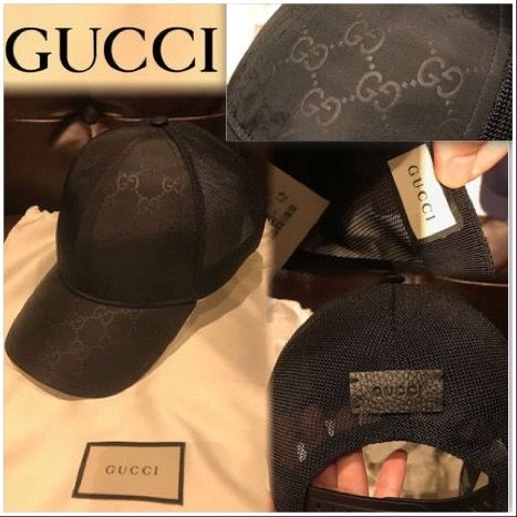 新品同様 GUCCI GG柄 キャップ 帽子 グッチ L 黒 レザー 国内正規品 - 帽子