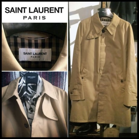 貴重！SAINT LAURENT サンローラン パリ ステンカラー トレンチ コート 48サイズ エディ期 初期