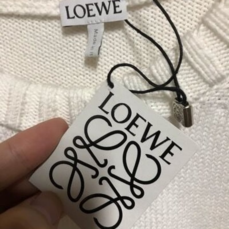 新品☆LOEWE ロエベ ブランドロゴ ステッチ 垂れ糸 コットンニット