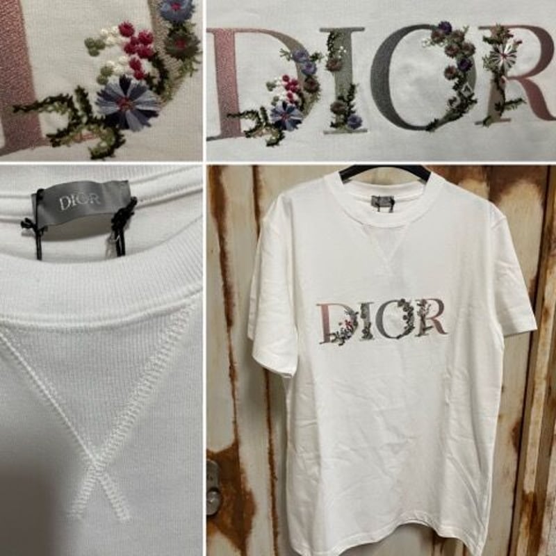Dior ディオール Tシャツ 刺繍 フラワー 花-