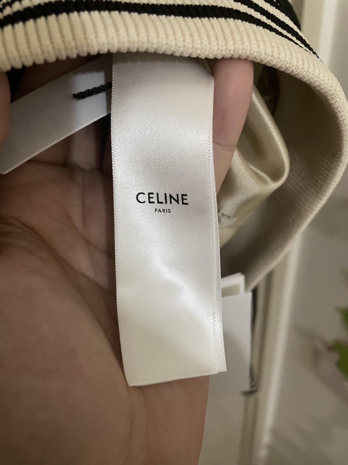 CELINE刺繍 テディジャケット / サテン仕上げナイロン ブラック