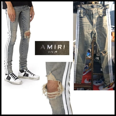 新品タグ付き★AMIRI アミリ トラック インディゴ デニム パンツ ジーンズ トラックデニム スキニー ブルー サイズ29