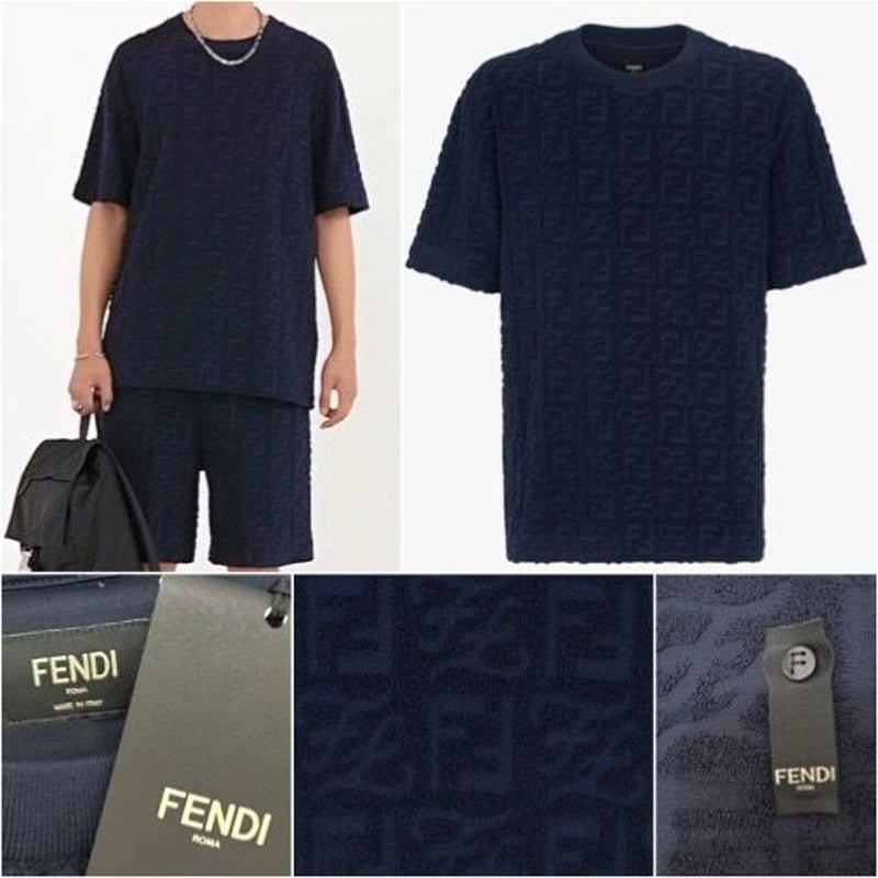 新品☆FENDI フェンディ FF モノグラム ブランドロゴ 総柄 Tシャツ