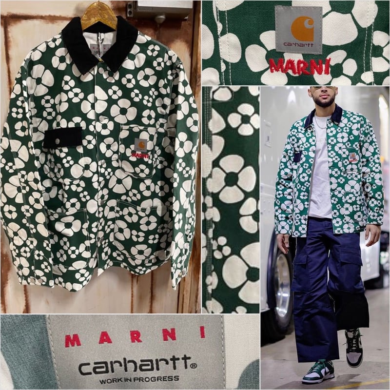 MARNI×CARHARTT WIP フローラルシャツ グリーン