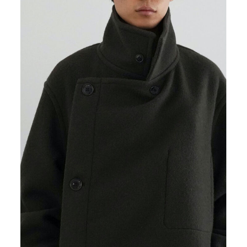 ジャケット・アウター LEMAIRE Wrap Coat Pewter Green S LEMAIRE Wrap Coat Pewter Green M Wool coat Lemaire Green