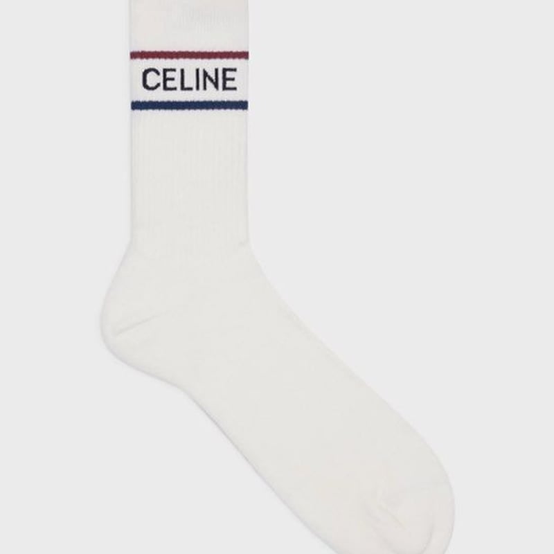 新品タグ付☆CELINE セリーヌ ブランドロゴ ストライプ ソックス