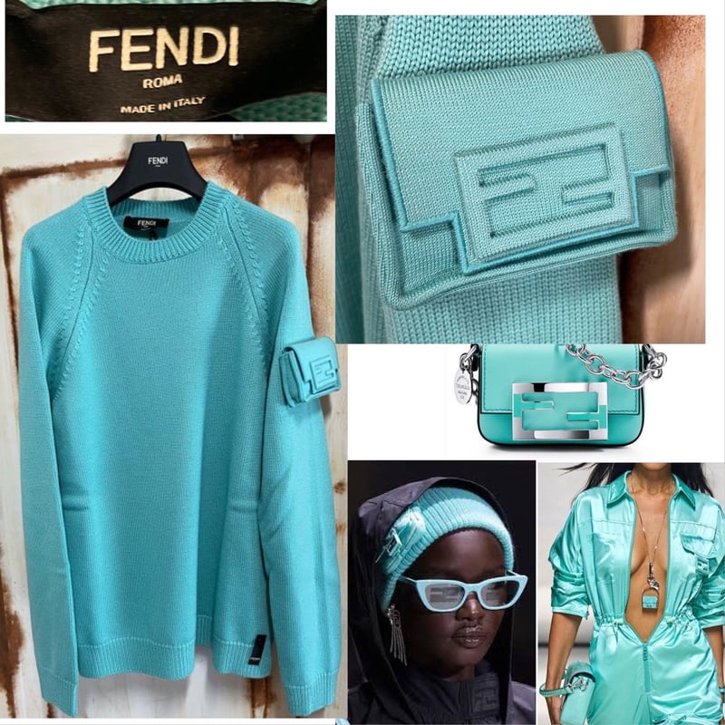 新作☆FENDI フェンディTIFFANY BLUE バゲットバッグ 付きカシミア