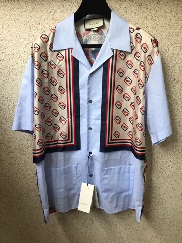 g*a様 GUCCI半袖シャツ パターン入り グッチ 半袖シャツ GUCCIスーパーコピー GGダイヤモンド柄 9,580