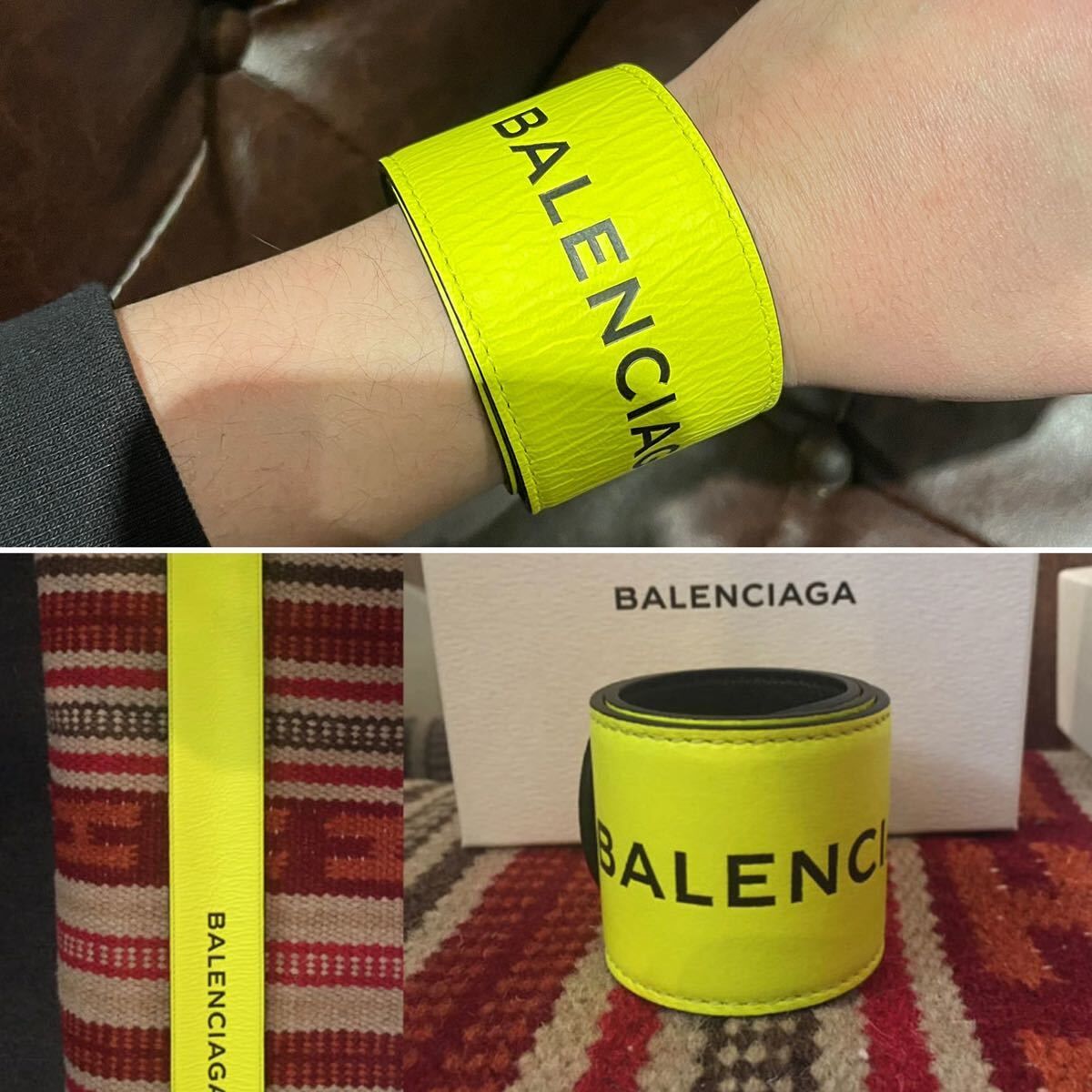 新品☆BALENCIAGA バレンシアガ ブランドロゴ レザーブレスレット 2色
