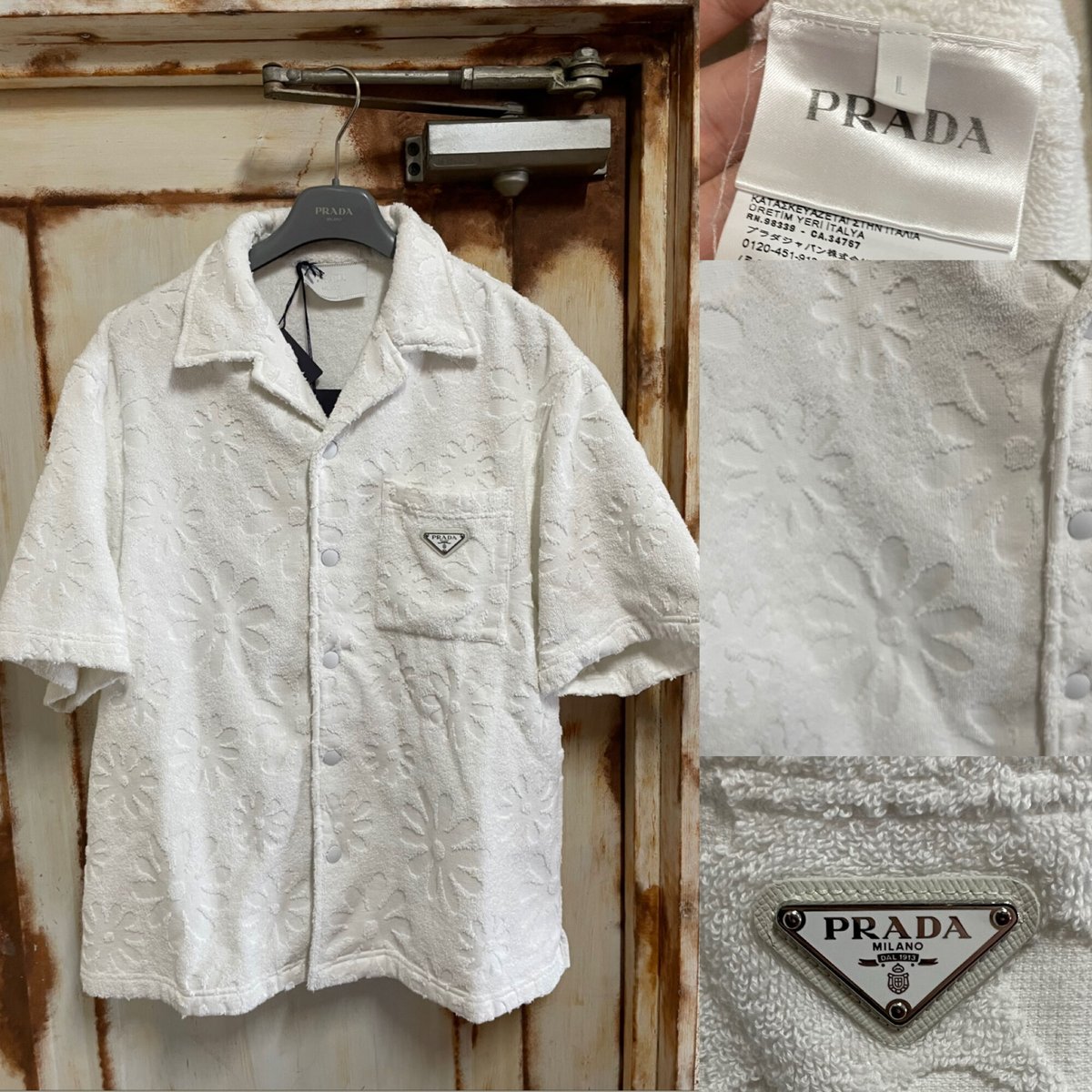 新品タグ付き☆PRADAプラダ フラワーモチーフ シャツ 半袖シャツ 新品タグ付き☆PRADAプラダ フラワーモチーフ シャツ 半袖シャツ