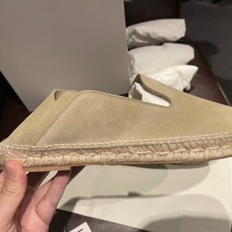 LOEWE　ロエベ　ベージュ　ウエスタンブーツ　スエード　ロング　ローファー 新品☆LOEWE ロエベ スエード エスパドリュー スリッポン