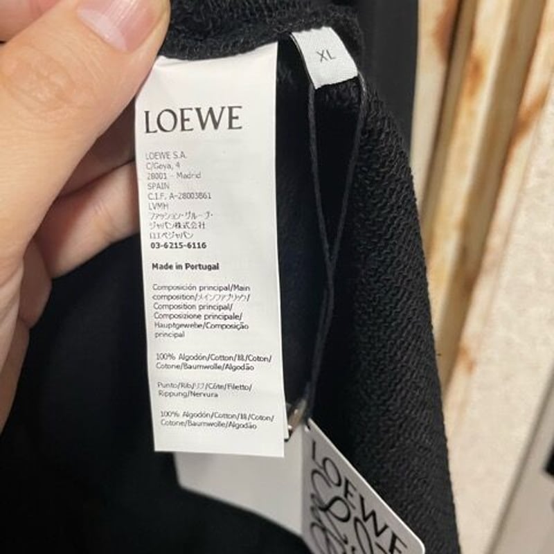 LOEWEロエベロゴ刺繍クルーネックスウェットシャツトレーナーブラックサイズM