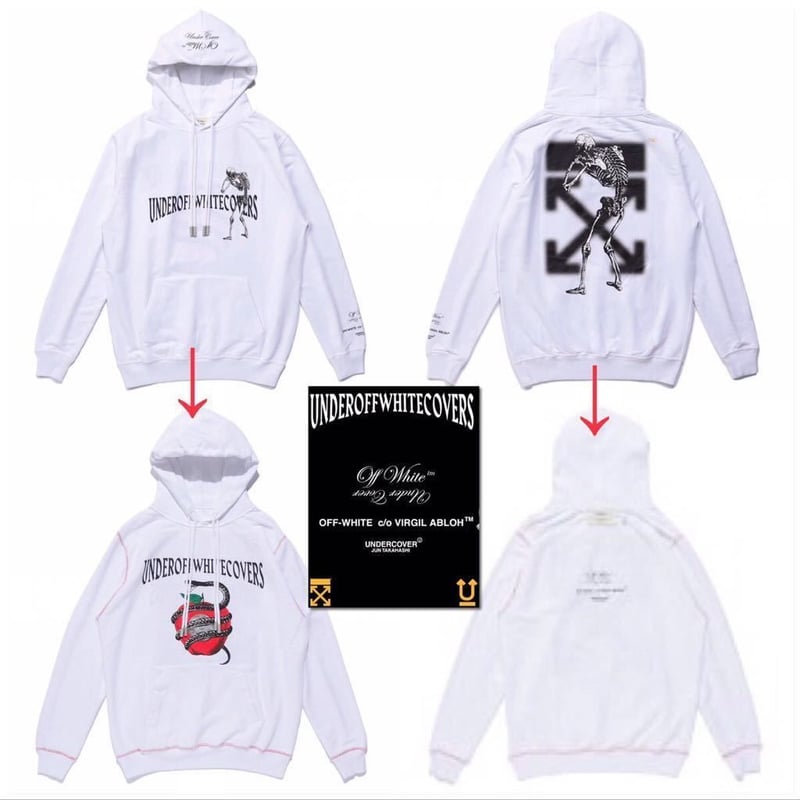 off white undercover コラボ　パーカー　白　xxs