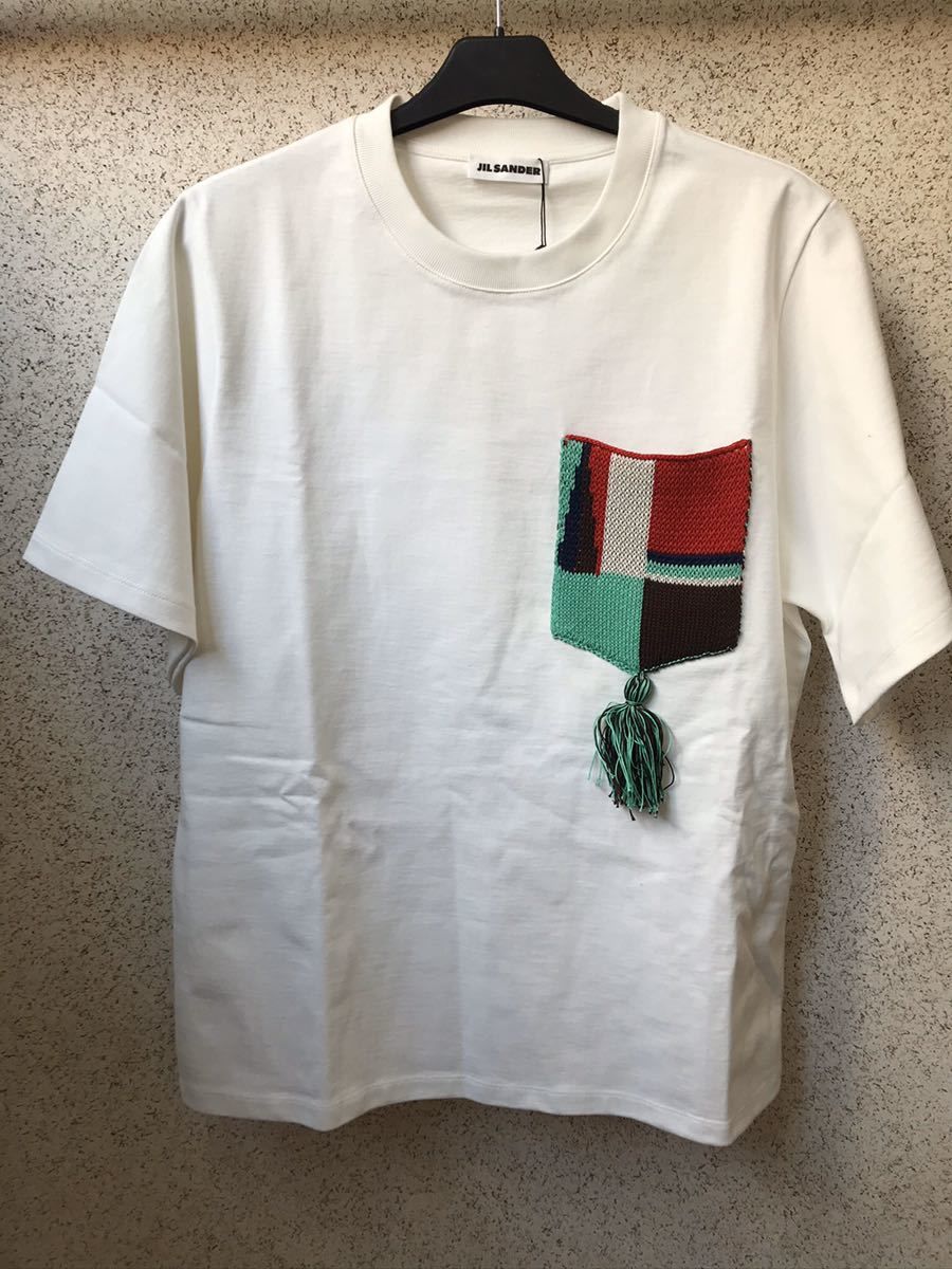 新品★20SS★JIL Sander ジルサンダー ニット マルチカラー パッチポケット Tシャツ 白　L