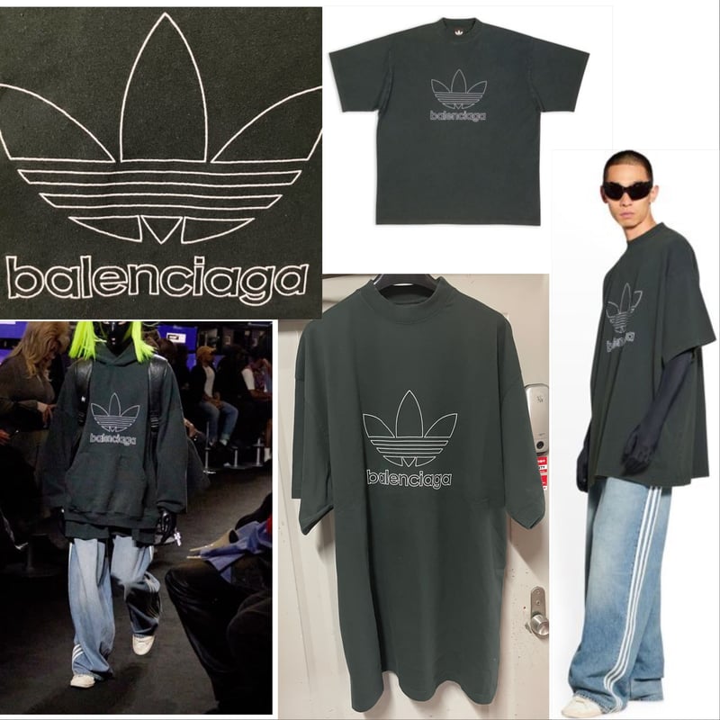 新品☆ 新品☆BALENCIAGA ADIDAS コラボ Tシャツ OVERSIZED グリ...