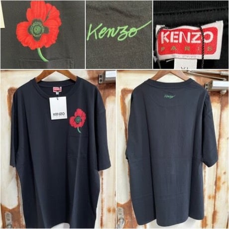 新品★ KENZO POPPY  NIGO KENZO バック フラワープリント オーバーサイズ ポケット Tシャツ メンズ  ブラック