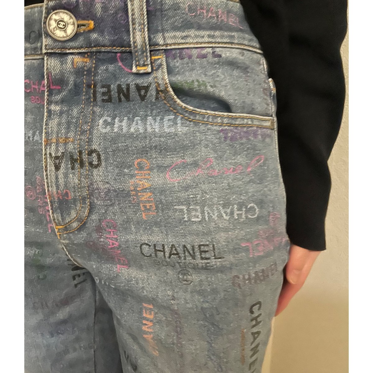 CHANEL シャネル ブランドロゴ ストレッチデニム ジーンズ 38