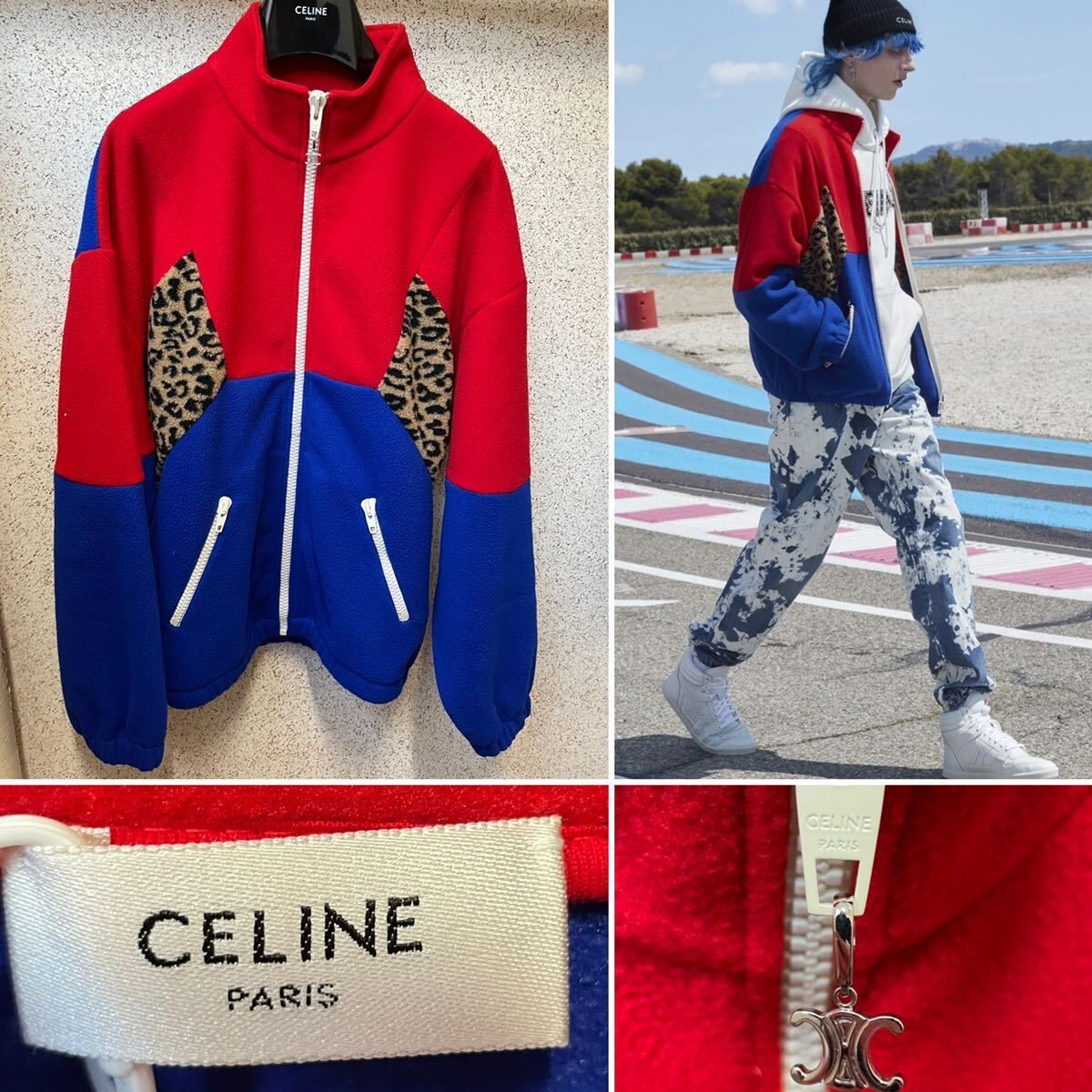 CELINE カラーブロックルーズ　フリースジャケット スウェット　タグ付き