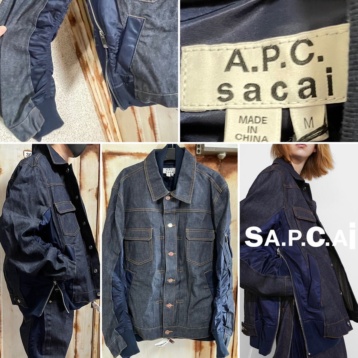 新品21SS☆ A . P . C . X SACAI アーペーセー サカイ コラボ MA-1...