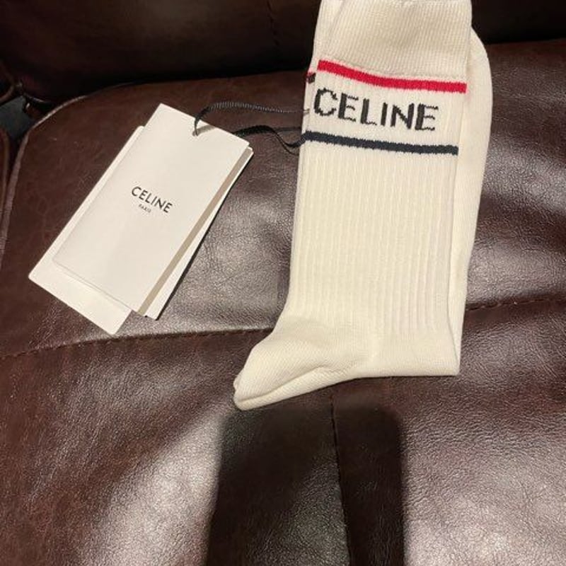 CELINE セリーヌ ジャカード ストライプ コットン ソックス トリオンフ  