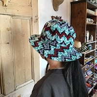 アフリカンバティック　メトロハット　顎紐付き