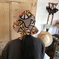 アフリカンバティック　メトロハット　顎紐付き