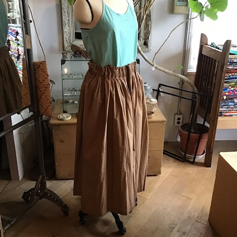 cion コットン サスペンダーギャザーロングスカート ライト