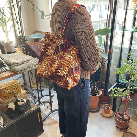 アフリカンバティック　マチ付きトートバッグ　小