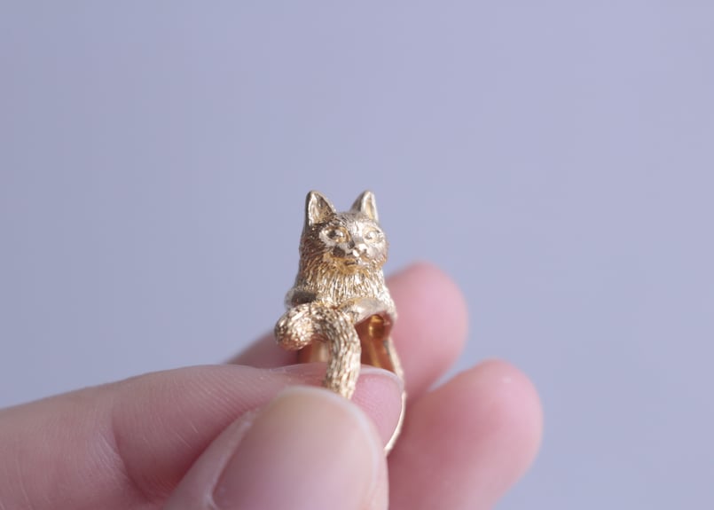 【自作】デザインリング 猫 17号【サイズ調整承ります】 自作】デザインリング 猫 17号【サイズ調整承ります】 指輪・リング
